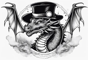 Dragon out in space with an hat back tattoo tattoo idea