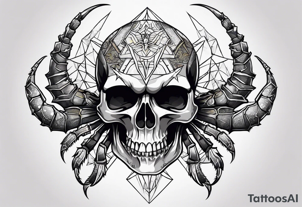 Skull tattoo with large scorpions tattoo idea