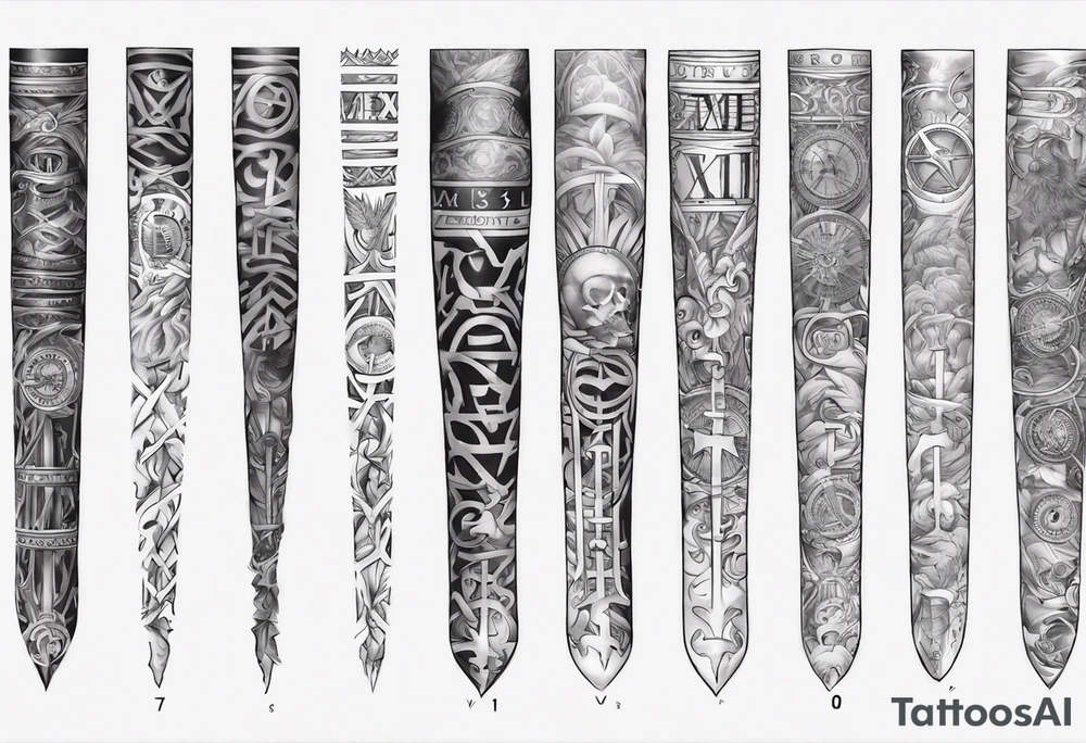 men’s arm sleeve, 1/18/70 Roman numeral, 8/31/62 Roman numeral tattoo idea