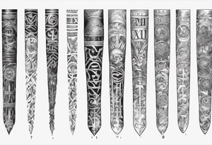 men’s arm sleeve, 1/18/70 Roman numeral, 8/31/62 Roman numeral tattoo idea