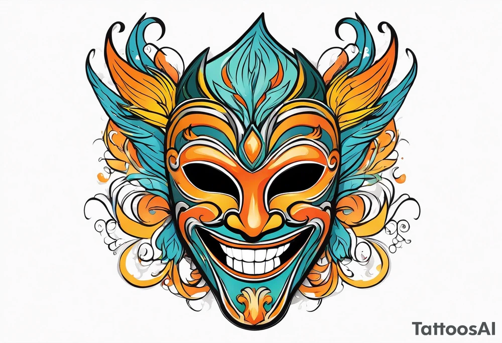 Laughing Male masquerade mask with orange smoke tattoo idea