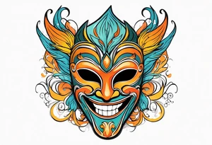 Laughing Male masquerade mask with orange smoke tattoo idea