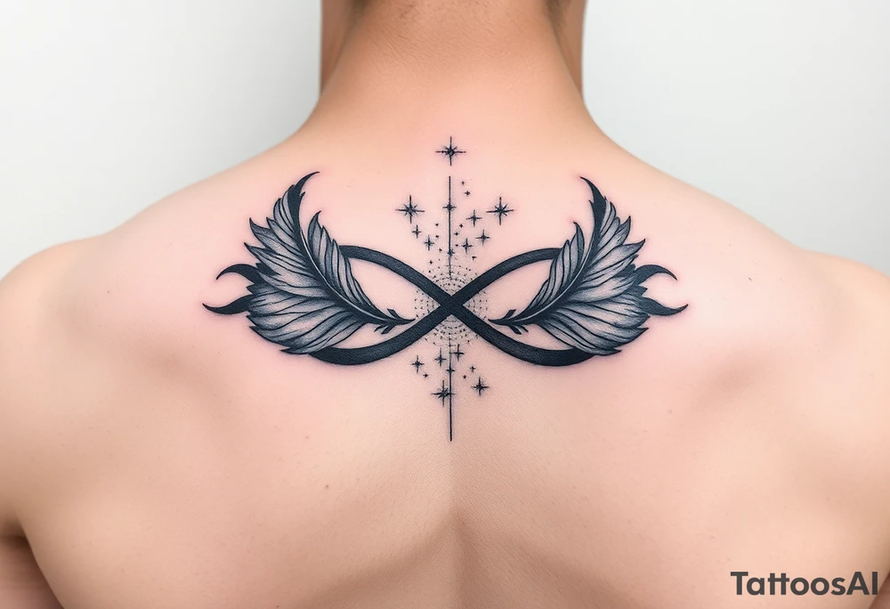 infinity symbol woven with floating feathers and stardust tattoo idea infinity symbol woven with floating feathers and stardust tattoo idea