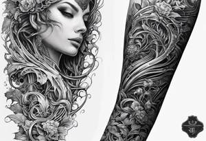 scifi plants vines arm sleeve tattoo idea