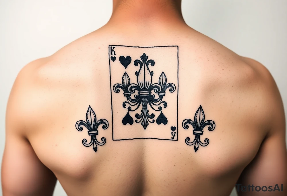 6 of hearts card with 6 fleur de lis as the hearts tattoo idea