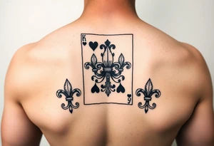 6 of hearts card with 6 fleur de lis as the hearts tattoo idea