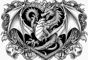 Dragon protecting a heart tattoo idea