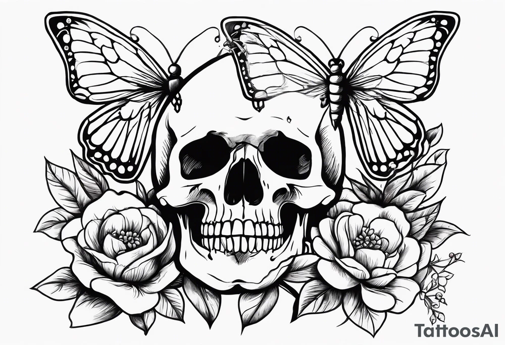 full body skeleton
 flowers and butterflies
simple design minimal words "dry bones come alive" tattoo idea