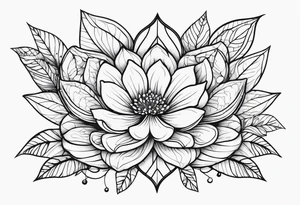 ramo de flor conjunto linha reta tattoo idea