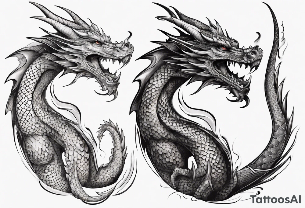 dragon with long body and scales tattoo idea