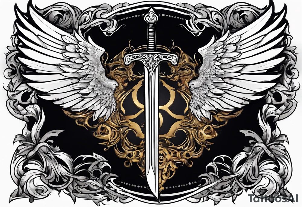 Sword with angel wings as the hilt tattoo idea