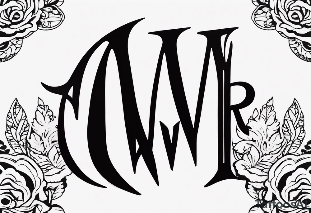 the letters A W R in the middle of a ninja headband tattoo idea