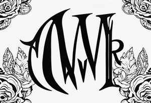 the letters A W R in the middle of a ninja headband tattoo idea