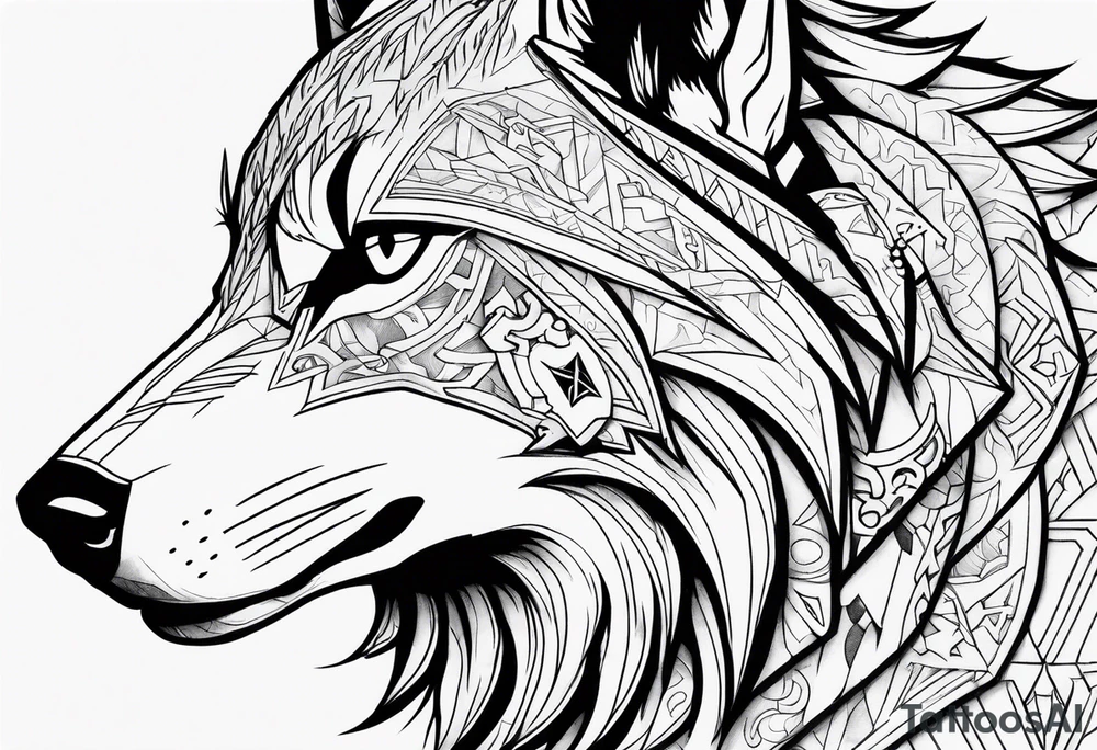 Legend of zelda link wolf in profile tattoo idea
