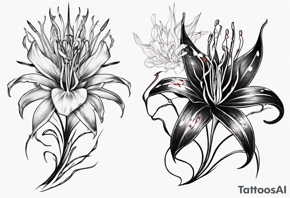 Snake,red  spider lily tattoo idea