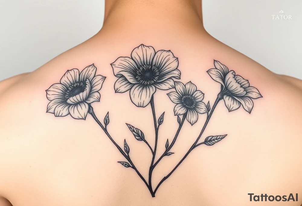 3 birthflowers tattoo idea