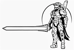 Halo video game tattoo with energy sword incorporated tattoo idea