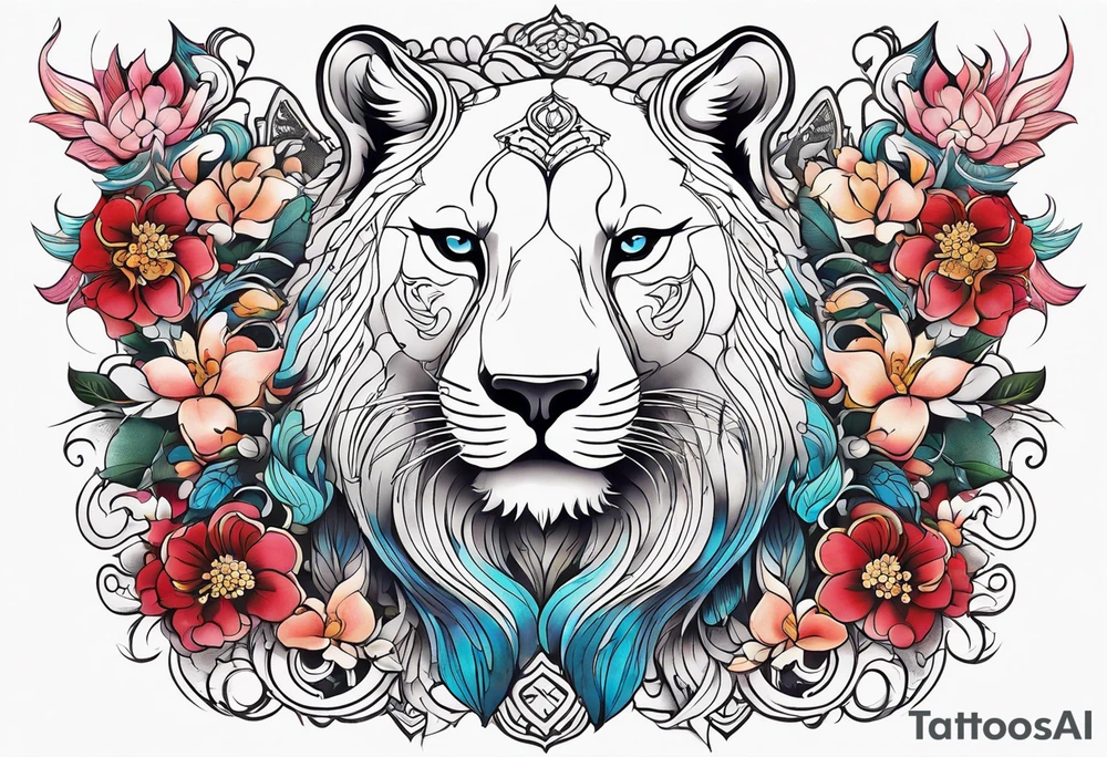 strength and resilience, feminine, animals, colour tattoo idea