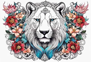 strength and resilience, feminine, animals, colour tattoo idea