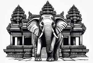 Cambodian, Angkor Wat temple. With 3 headed elephant laos. tattoo idea