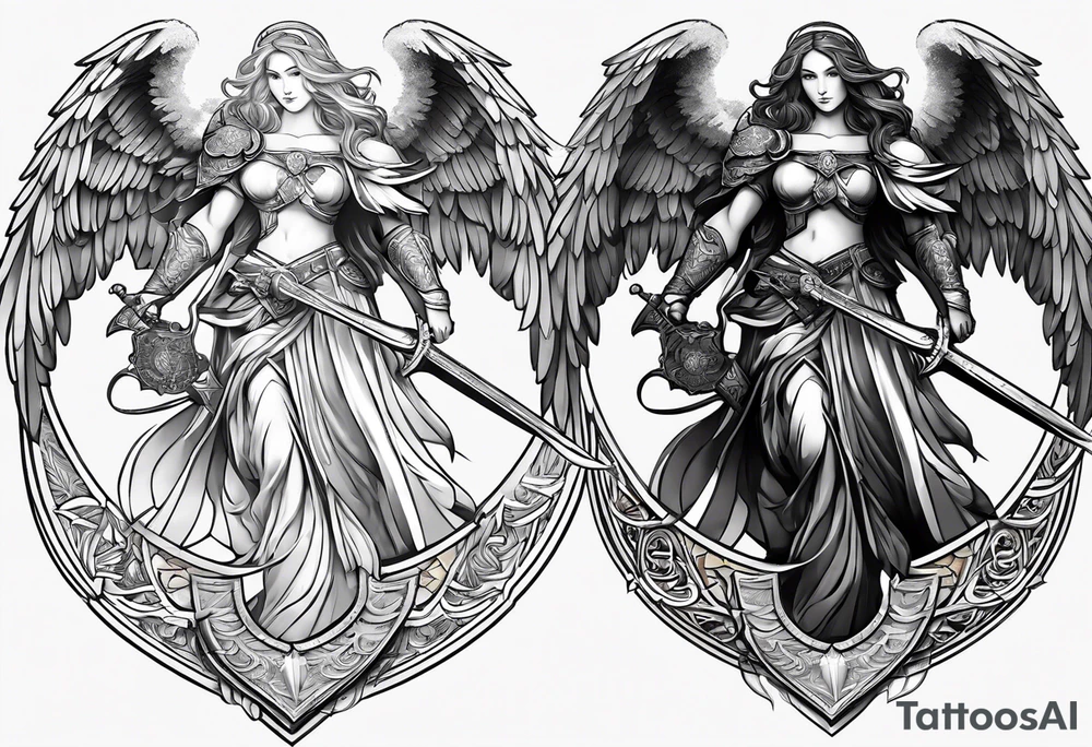 Angels with sword & Shield tattoo idea