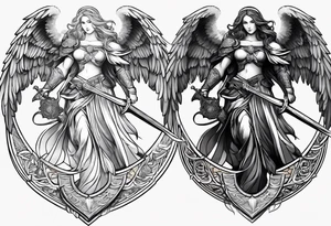 Angels with sword & Shield tattoo idea