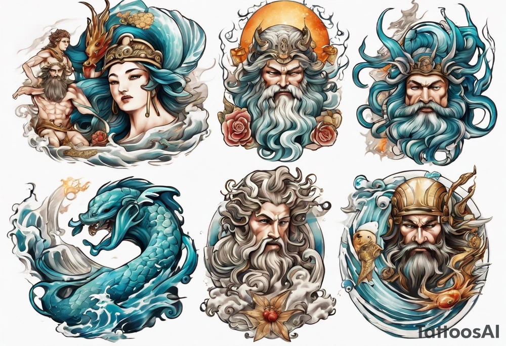 Ancient Greek gods of the sea tattoo idea