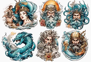 Ancient Greek gods of the sea tattoo idea