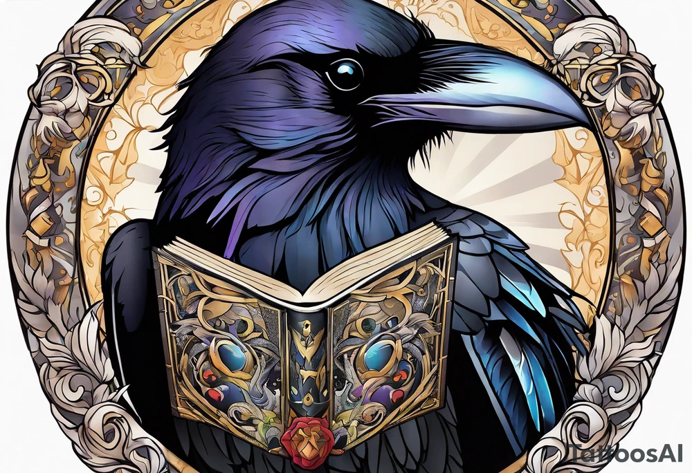 Book with raven tattoo idea
