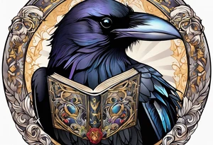 Book with raven tattoo idea