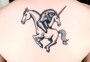 Bigfoot wearing a unicorn tube full leg piece tattoo idea