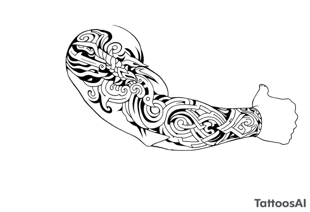 Maori style Celtic tribal sleeve tattoo idea
