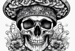 magic mushrooms skull tattoo idea