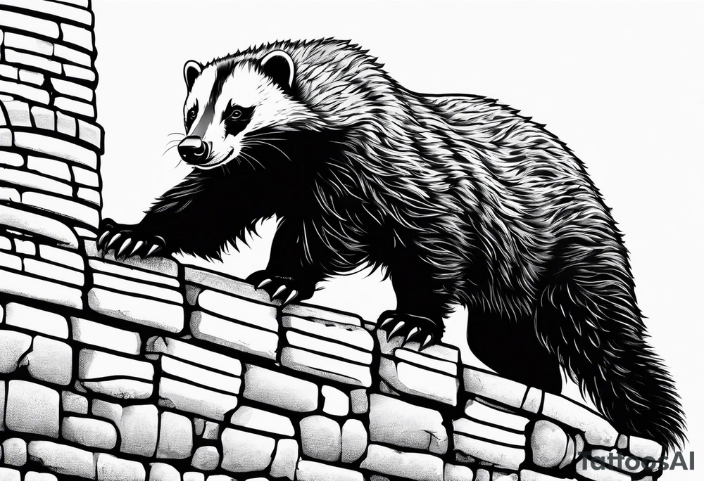 honey badger climbing over 
wall, claws tattoo idea