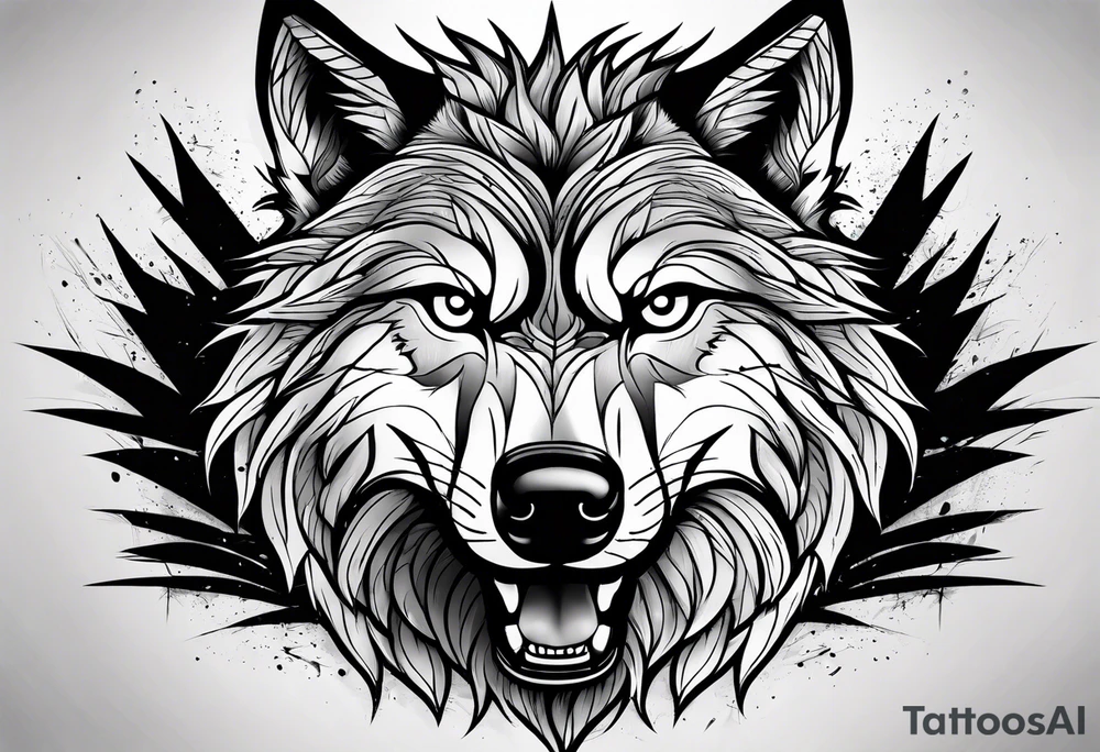 angry alpha wolf tattoo idea