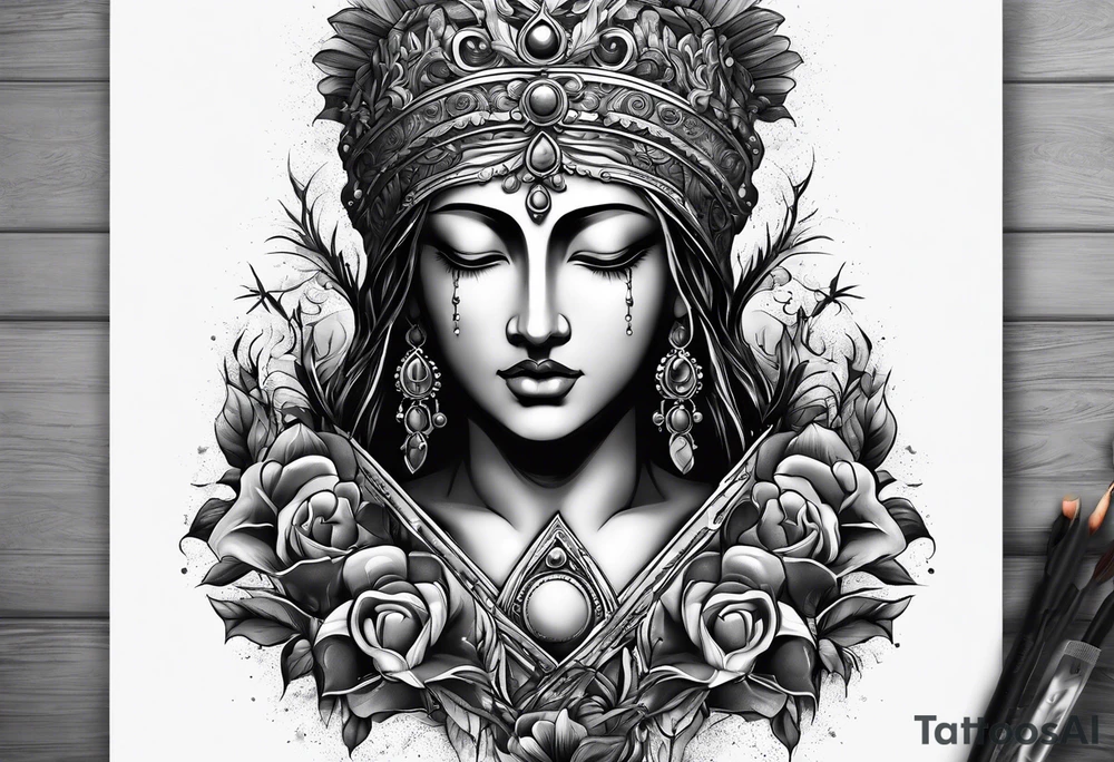 grief statue tattoo idea