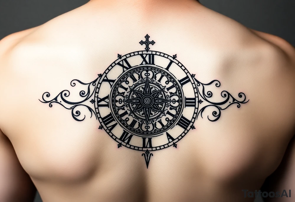 vintage roman numerals within ornate clockwork mechanism tattoo idea