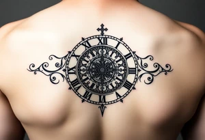 vintage roman numerals within ornate clockwork mechanism tattoo idea