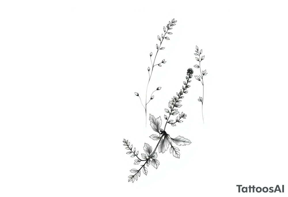 Parsley sage rosemary and thyme botanical drawing tattoo idea