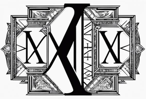 Three Roman numerals with stars ontop with the middle numeral being the tallest and the letters being boxy tattoo idea