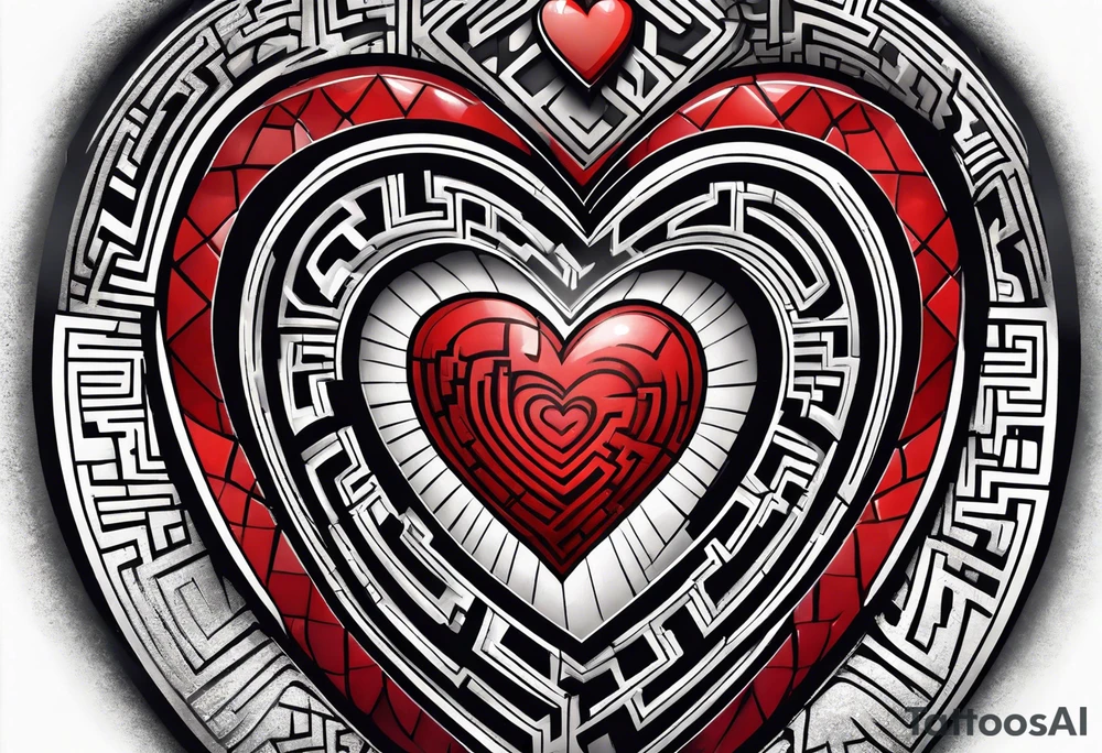 heart with a maze inside tattoo idea