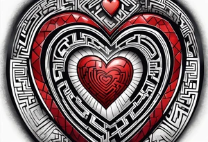 heart with a maze inside tattoo idea