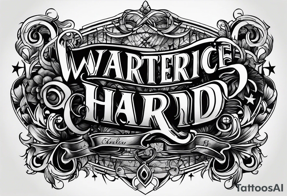 I want a painting style tattoo with the letters "work hard, play hard". tattoo idea