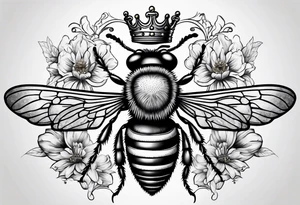 queen bee with crown tattoo idea