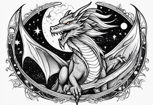 Wizard dragon in space planets tattoo idea