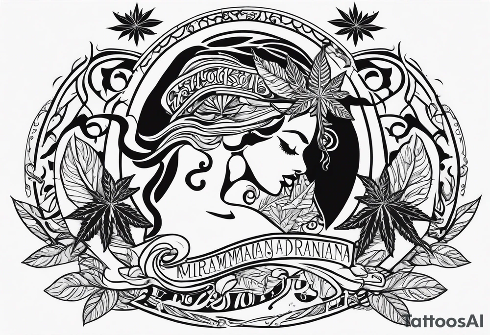 Black Goddess of marijuana tattoo idea