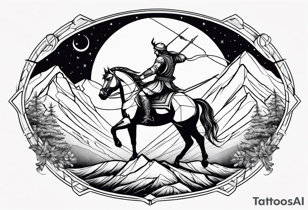 Sagittarius, cancer zodiac and mountain tattoo idea