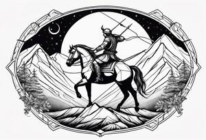 Sagittarius, cancer zodiac and mountain tattoo idea