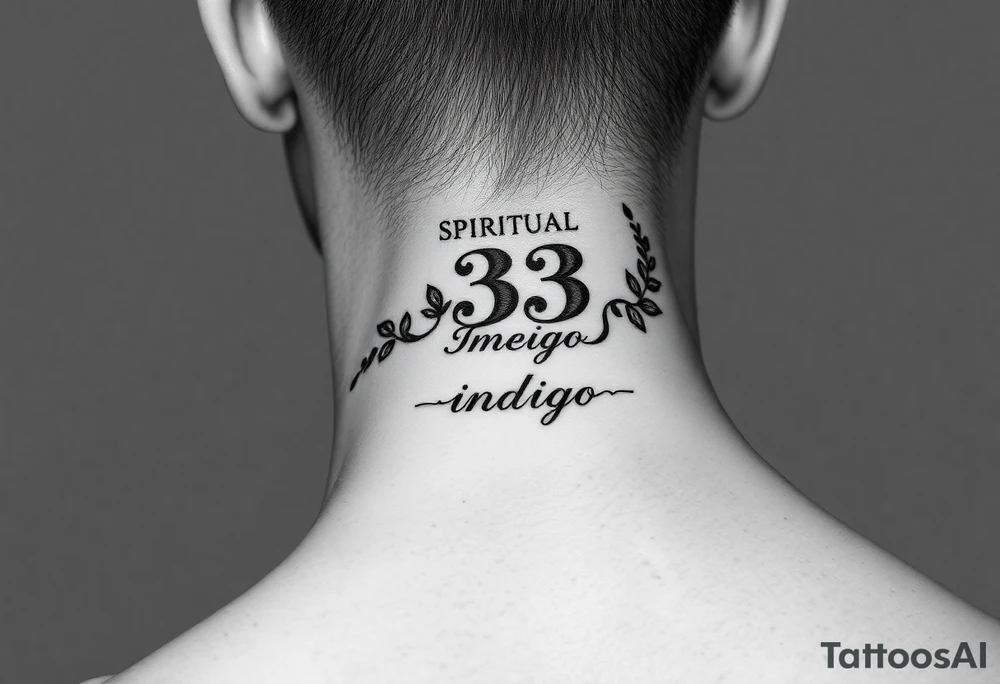 Spiritual number 333 with the name indigo in it small to medium tattoo on neck tattoo idea