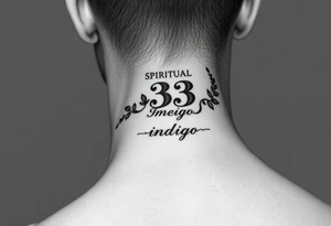 Spiritual number 333 with the name indigo in it small to medium tattoo on neck tattoo idea